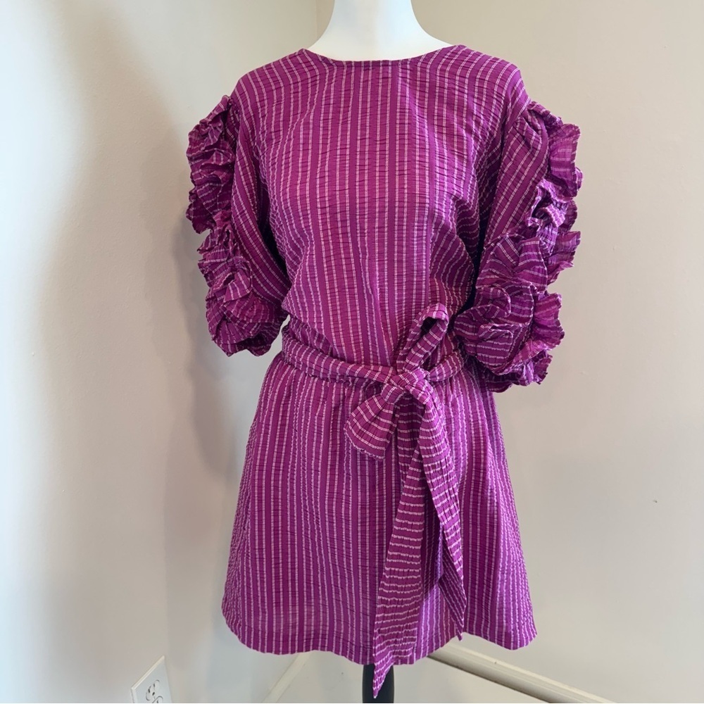 Happy X Nature Kate Hudson Mini Dress Puff Ruffle Sleeves Xxl Nwt
